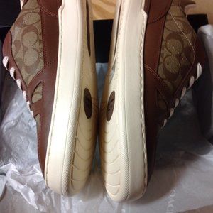 Coach men's Clip Court Brown Leather & Coated Canvas Sneakers -11.5D -New in Box